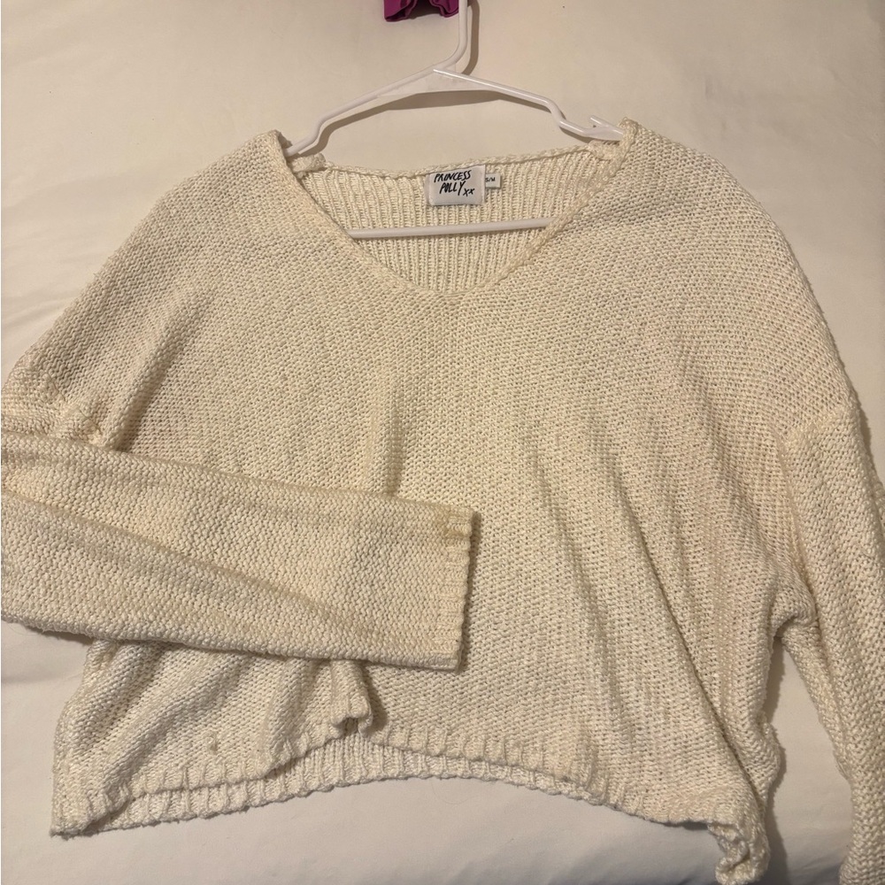 Princess Polly Cream V-Neck Sweater
